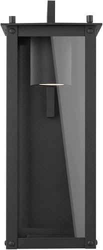 Miniatura 6 de Capital Lighting 934611BK-GL Hunt - Aplique de pared LED de cristal transparente para exteriores, 1 luz de 7 vatios, 15 pulgadas de alto x 6