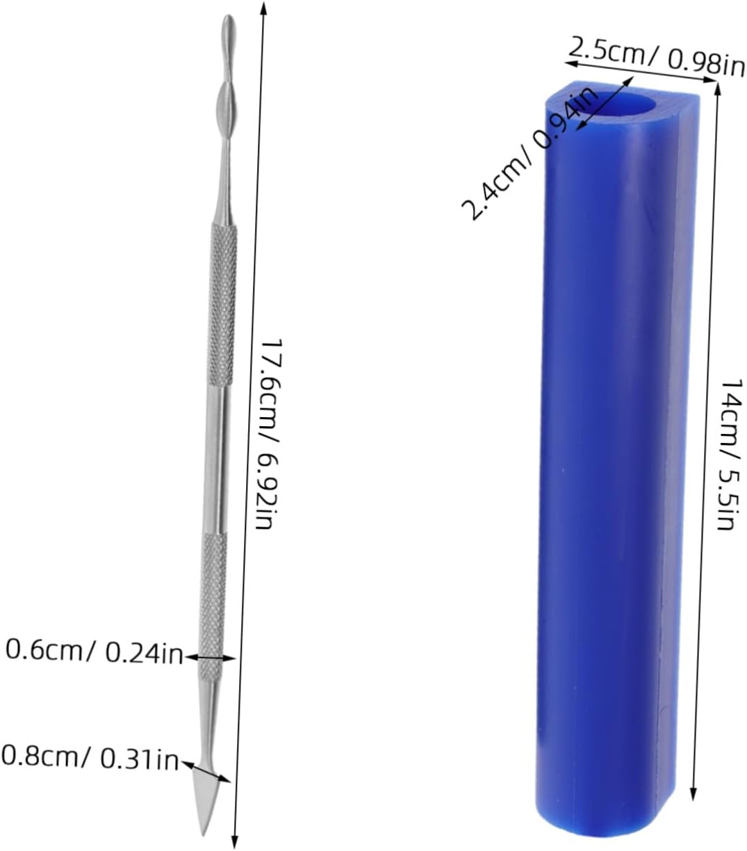 3pcs Blue Wax Ring Carving Tubes with Stainless Steel Tool for Jewelry DIY