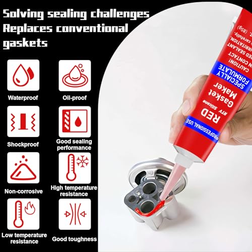 Image of 340g RTV Silicone Gasket Maker, Red Silicone Sealant Shockproof and Leakproof, High Temperature Resistant, RTV Sealant Can be Used in Engines, Transmissions, Superchargers and All Types of Gaskets