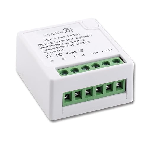 Zigbee - Mini módulo de relé de interruptor inteligente WiFi, control de modo dual de 2 vías, interruptor de 16 A para automatización del hogar