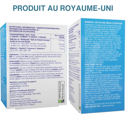 Igennus Pharmepa RESTORE Oméga 3 EPA 1000mg, forme rTG, Certifié IFOS – vue 6