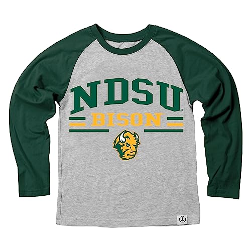 Wes and Willy NCAAA Kids LS Raglan Tee,North Dakota State Bison,L,Evergreen