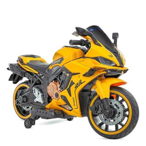 Image of Alstoy Kids RR Toy Bike with Rechargeable 12v Battery Operated Electric Ride-on Bike for Kids | BIS /ISI aproved | 6 Months All Electric Warranty | 5 to 12 Years | Large | Yellow