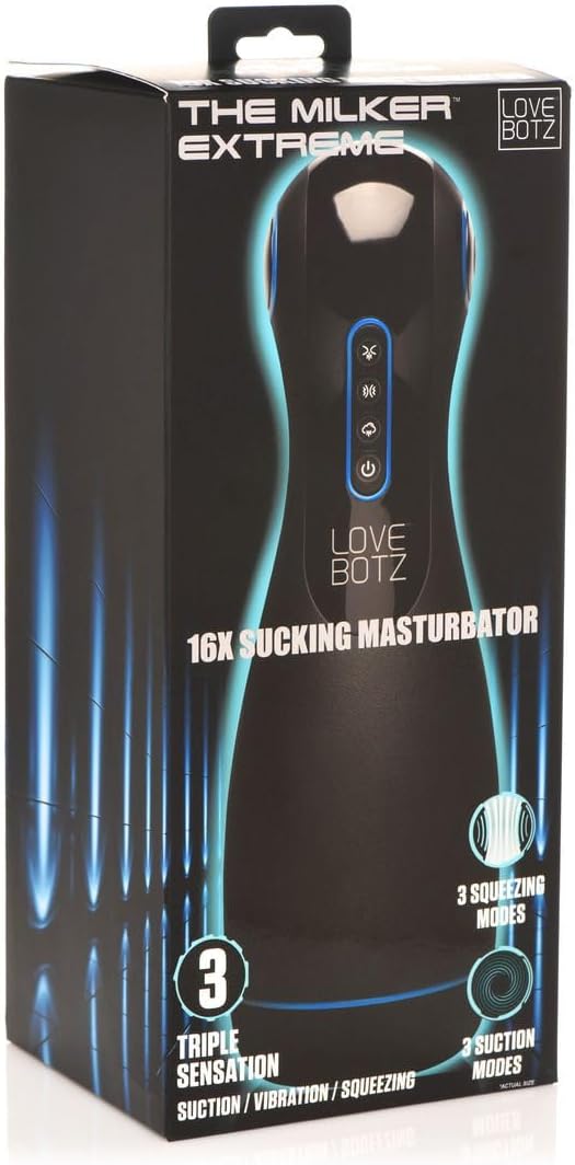 LoveBotz 16X Ultra Realistic Milker Masturbator Pro, Suction, Vibration, Squeezing - Triple Sensation