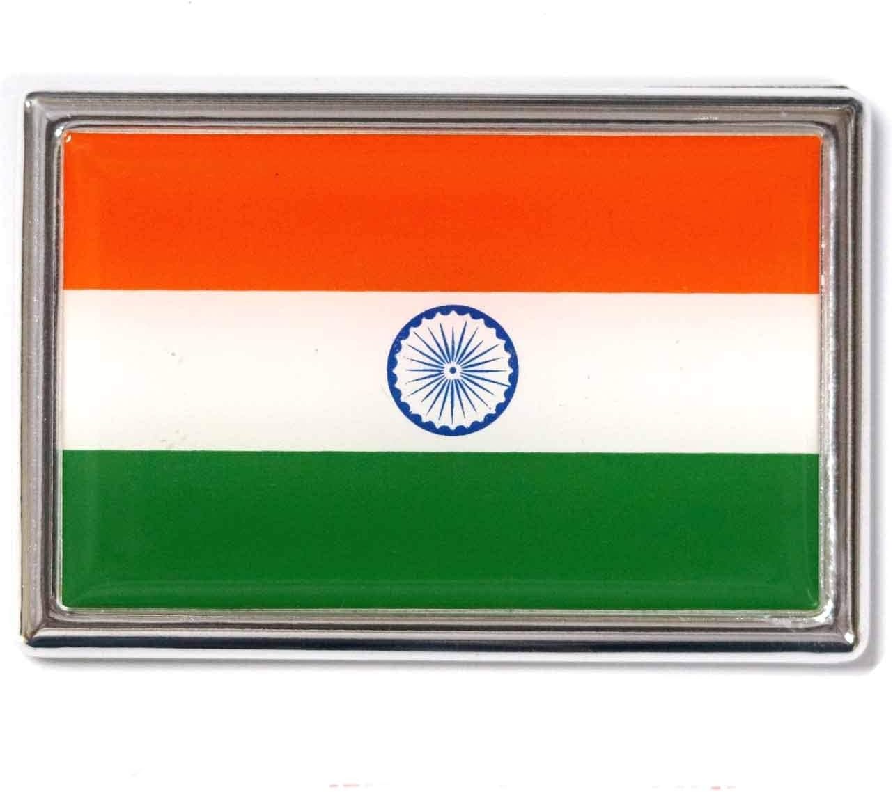 S2S® 3D 5X8cm Chrome Sticker Emblem Badge for Cars, Bikes, Laptop (India Flag)