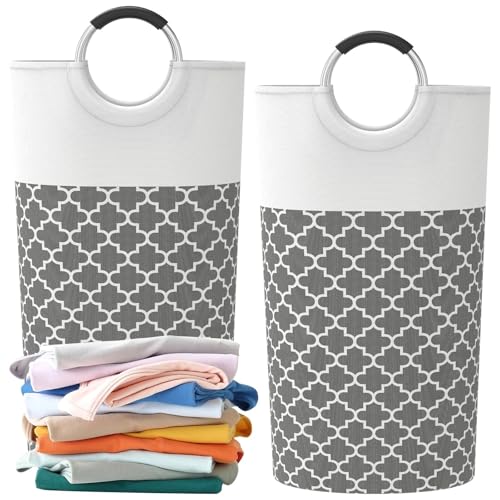 Laundry Basket 2Pcs Collapsible Laundry Hamper With Handles Basket 80L Canvas Clothes Storage Waterproof Stand Up