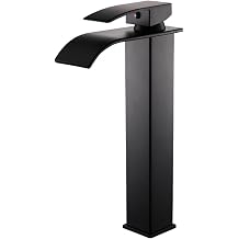 Tall Basin Faucet Hot and Cold Waterfall Bathroom Faucets Brass Single Lever Touch on Bathroom Sink Faucets-Black