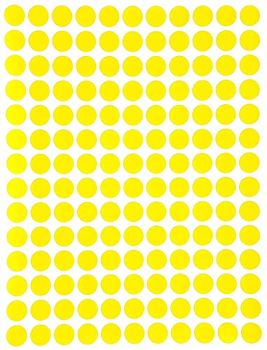 Étiquettes code couleur rondes 1cm (10mm) - Autocollants points 0,375po jaunes - paquet de 2100
