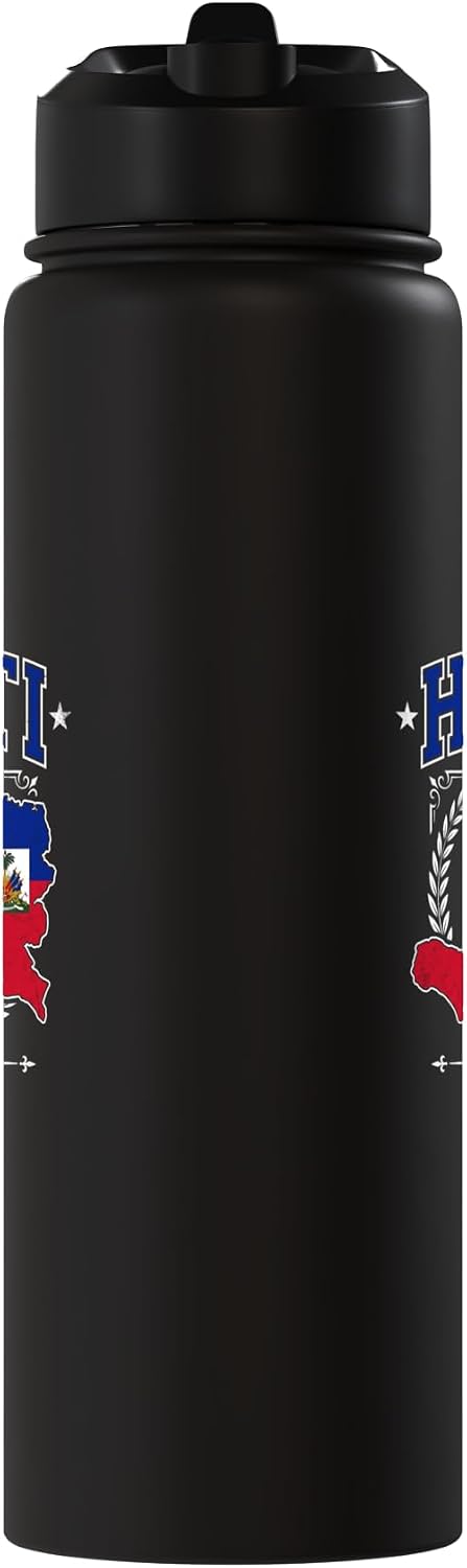 Haiti Pride Haitian Flag Map Stainless Steel Insulated Water Bottle