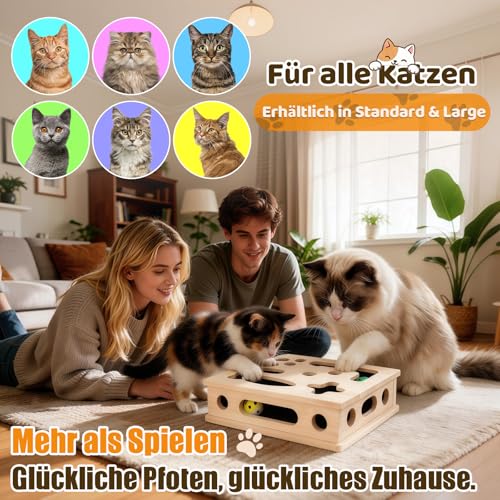 HOJEANA 2-in-1 Kratzpuzzle mit Sandpapier, Interaktive Nagelfeilen-Box zur stressfreien Krallenpflege für Wohnungskatzen, Katzenspielzeug gegen Langeweile & Kratzbrett-Ersatz