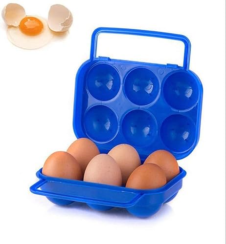 PULABO - Caja de almacenamiento para huevos, 6 huevos de cocina, bandejas de plástico para huevos, portátil, apilable, de gran capacidad, para