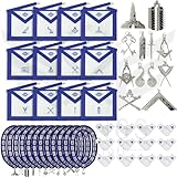 Set of 12 Masonic Blue Lodge Officer Regalia Kits – Includes 12 Aprons, 12 Chain Collars, 12 Jewels & 12 Embroidered Glove Pairs – Bulk Freemason Worshipful Master & Officer Set