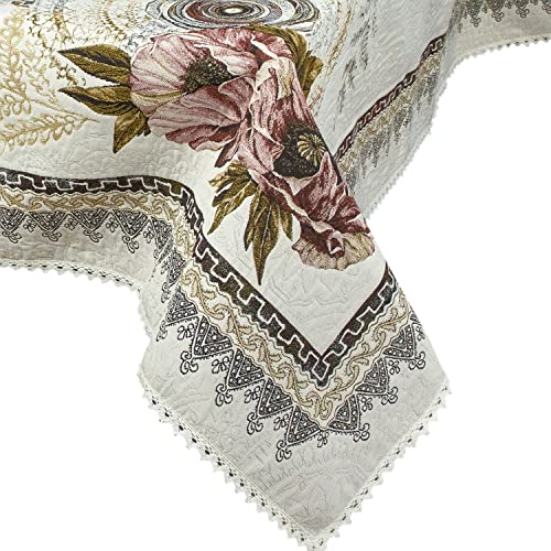 Tablecloth Tapestry Fabric With Elegant Floral Pattern And Volume Effect Table Cloth Poppy Flowers Square Or Rectangular Table Linen Cloth (54In X 71In (137X180Cm)) #TOP6