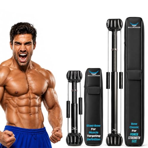 Bullworker Power Pack Strength Training and Isometric Exercise Equipment, Portable Home Gym with Bow Classic, Steel Bow & ISO-FLO Suspension Trainer & Resistance Bands, Chest, Arm, and Back Trainer