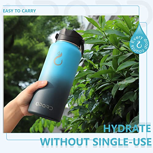 Opard Sports Water Bottle - 32 Oz, 3 Lids (Straw Lid, Flip Lid, Spout Lid), Leak Proof, Vacuum Insulated Stainless Steel, Double Walled, Reusable Metal Canteen #TOP5
