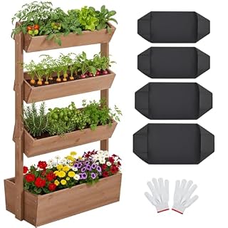 Yaheetech jardinière verticale 4 niveaux en sapin brun