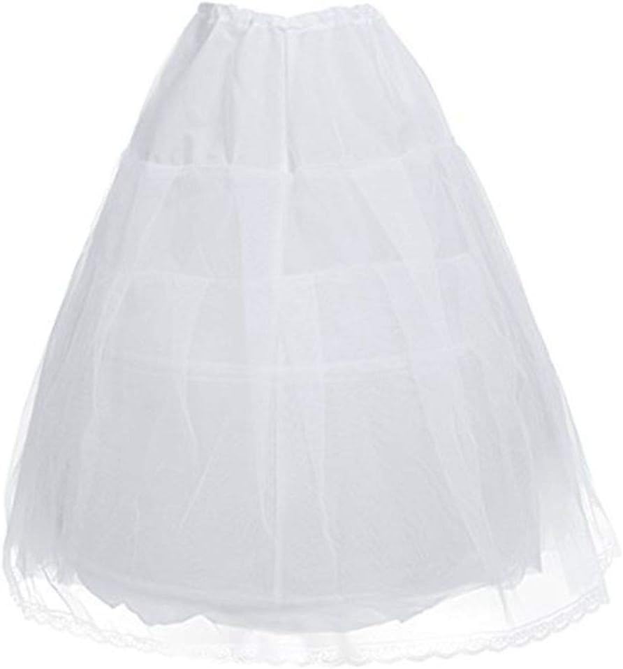 ACSUSS Kids Girls White Petticoat 2 Hoops Crinoline Underskirt for Kids Wedding Flower Dress
