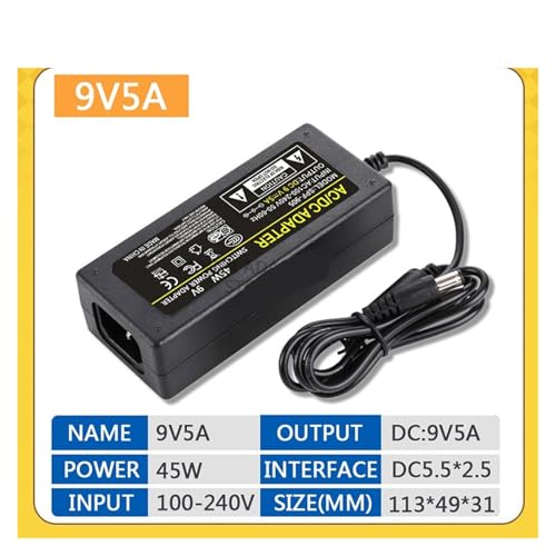Power Adapter 9V 5A 100-240V AC-DC Conversor EU miniatura 2