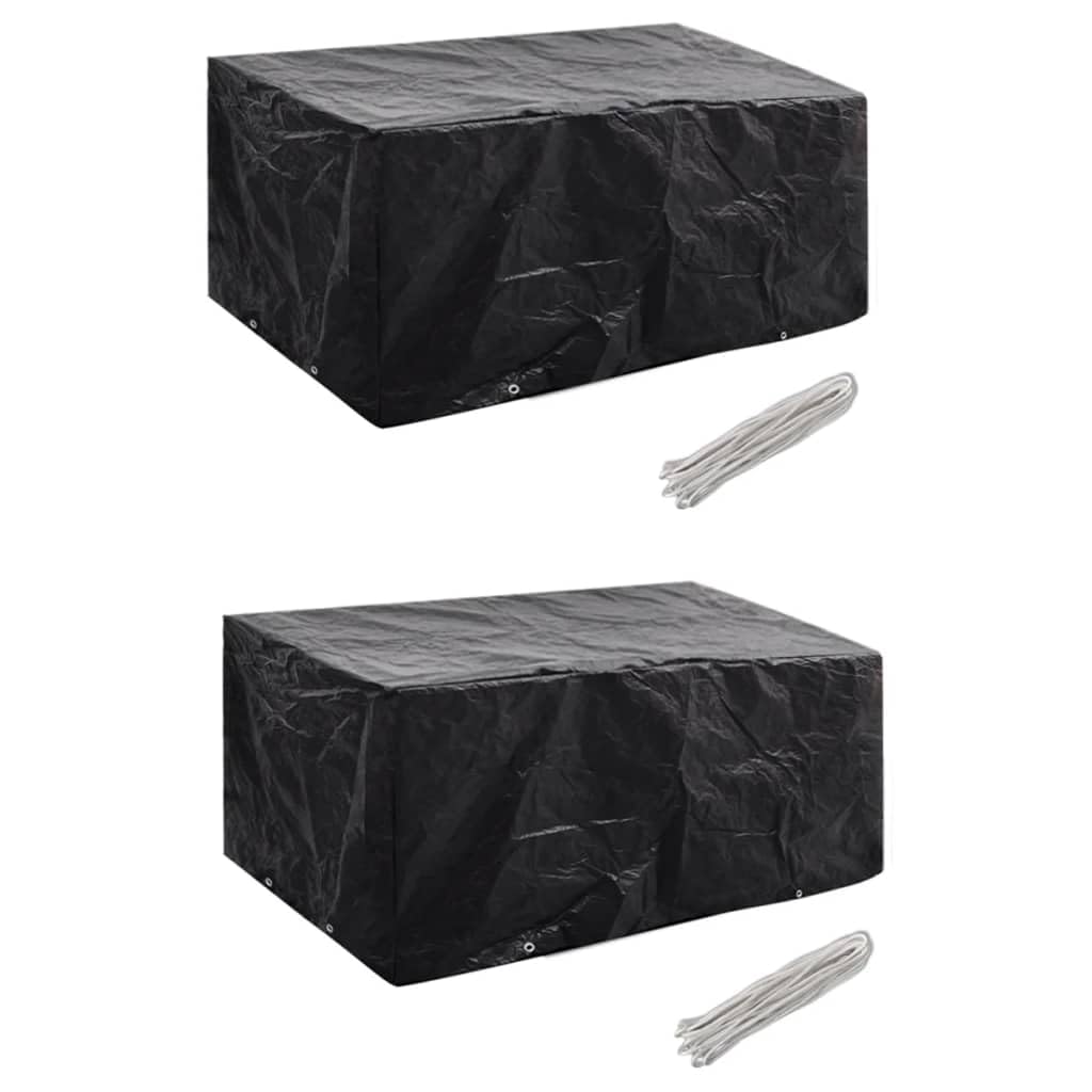Juego de 2 fundas protectoras para muebles de jardín, 8 ojales de 180 x 140 cm, funda impermeable y resistente a los rayos UV, de polietileno resistente con cuerda de fijación