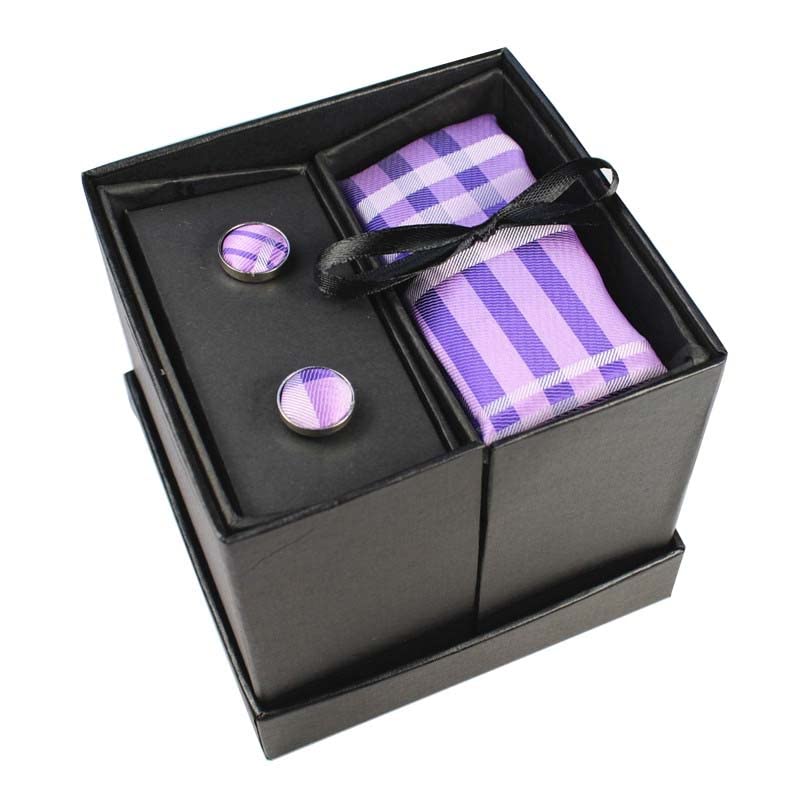 Set de corbata con gemelos y caja de regalo para hombre miniatura 2