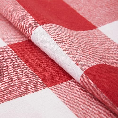 Image of Encasa XO Cotton Table Runner for 4 to 6 Seater | Size 13x72 in | Buffalo Red Checks - Machine Washable & Durable