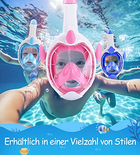 Foto von Millegu Schnorchelmaske Kinder, Taucherbrille Kinder Tauchmaske Vollmaske,180-Grad-Sicht Tauchmasken mit Panorama-Vollgesichtsmaske für Kinder ab 4 Jahren Geschenke