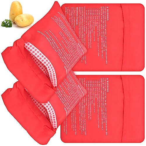 Sac Pomme de Terre, 4PCS Sac de Cuisson de Pommes de Terre Sac Pomme de Terre Micro Onde, Lavable et Réutilisable Sac de Cuisson Micro-Ondes, Pomme de Terre Express...