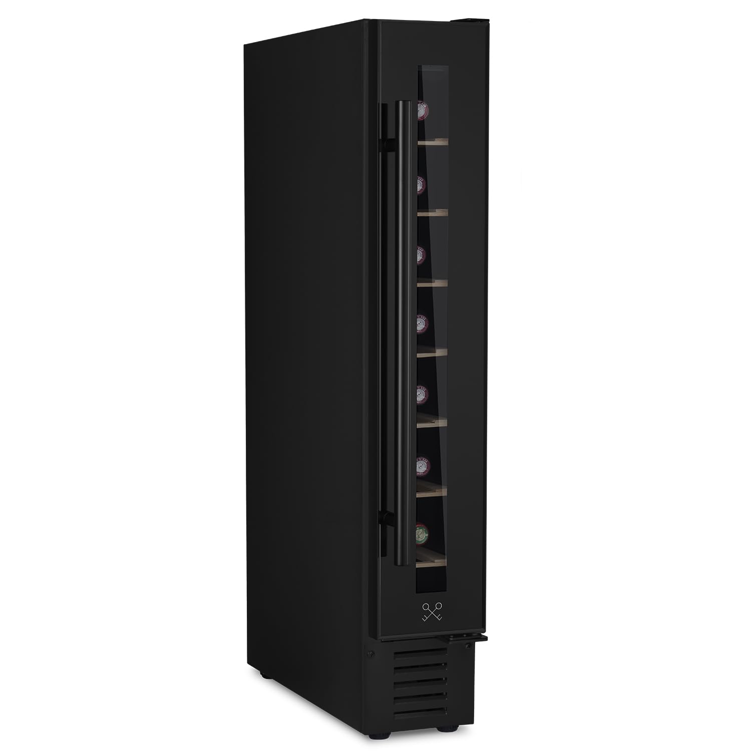 LES PETITS CHAMPS Vinoteca Empotrable 7 Botellas CAVSEB7 Black Edition, 22L, Puertas de Acero Inox, Ajuste de Temperatura de 5°C a 22°C, Sistema Termodinámico, Iluminación LED, Anti-UV, 6 estantes