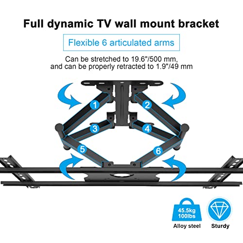 SYLVOX Full Motion Outdoor TV Wall Mount, Fits for TV Size from 40 Inch to 75 Inch, Flexible 6 Articulating Dual Arms, Wall Mount Bracket, Maximum VESA 600 x 400 mm by SYLVOX - Image 2