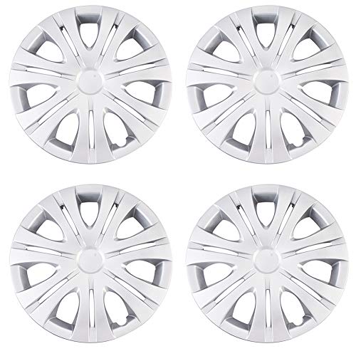 Image of Smoke Matte Silver Car Vehicle Chrome Wheel Rim Skin Cover 14 inch Automotive Hubcap Wheel Cover Replacement Hubcaps Rim Protection Accessories Set of 4, 14 inch