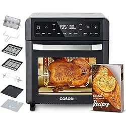 COSORI Freidora de Aire 12L, 11 Multifunciones, Air Fryer con Doble Resistencia 30-220°C, 7 Accesorios, 50+ Recetas, Ventana, Freidora sin Aceite y Horno de Sobremesa, Pantalla Táctil LED, 1800W