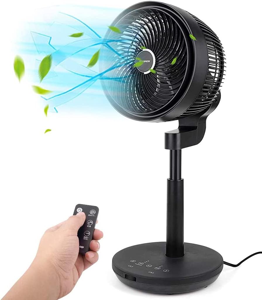 Air Circulator Fan, Environmental Pedestal Fan with 3 Modes, 4 Variable Speed Control, 3D Oscillating Movement, 7h Timer (Big Black)