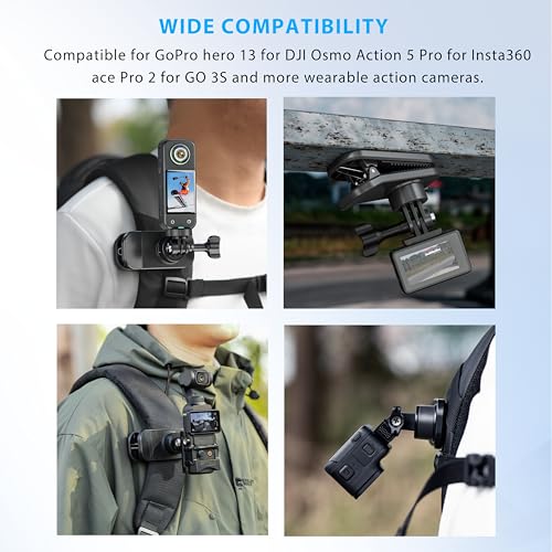 Image of STARTRC PHOTO Magnetic Backpack Strap Mount Quick Clip for GoPro Hero 13, 360 Rotation Backpack Clamp Mount for 13 Black,12 /11, for DJI Action 5 Pro Accessories, Quick Fixation