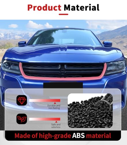 Image of Voodonala for Charger Front Grille Inserts Trim for 2015-2023 Dodge Charger, Radiator Grill Cover Protector, ABS Pink Exterior Accessories, 2PCS