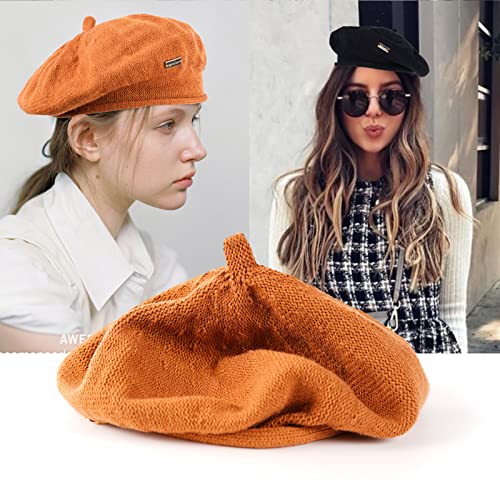 Konblimc Berets For Women Wool French Beanies Hat Lady French Berets Solid Color Lightweight Casual Beanie Winter Hat Grey #TOP6