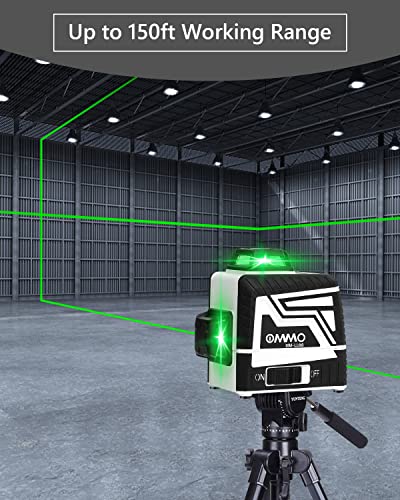Ommo Laser Level, 8 Lines Green Laser Level Self Leveling Tool, 2 X 360° Green Cross Lines Laser Beams, 150 Ft Laser Level With One Horizontal And One Vertical Line For Construction Picture Hanging #TOP4