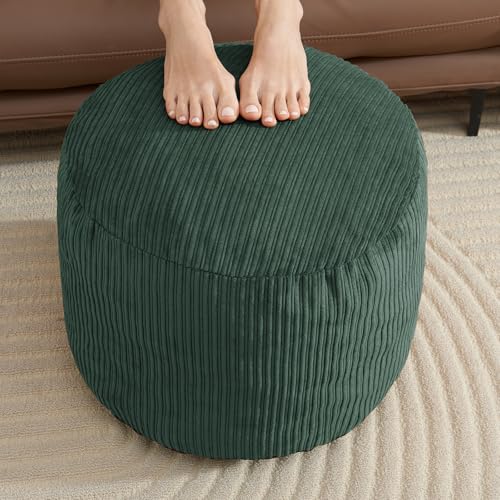 WSOFRLAC Pouf Ottoman Foot Stools Ottoman with Foam Small Corduroy Ottomans for Living Room Ottomans Pouf 20x15 Floor Poufs Foot Rest for Office Chair Dark Green Foot Stool Small