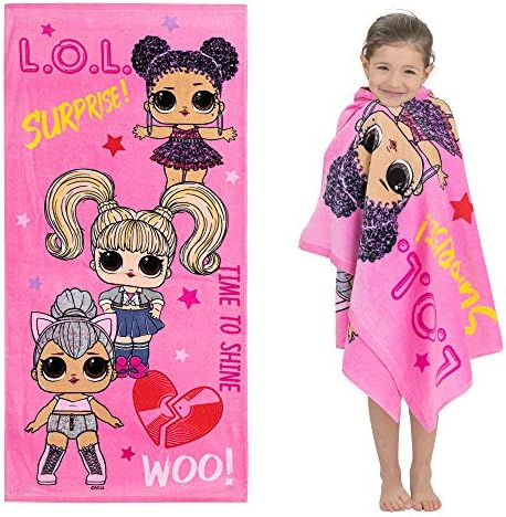 Franco Kids Super Soft Cotton Bath/Pool/Beach Towel, 58 in x 28 in, LOL Surprise