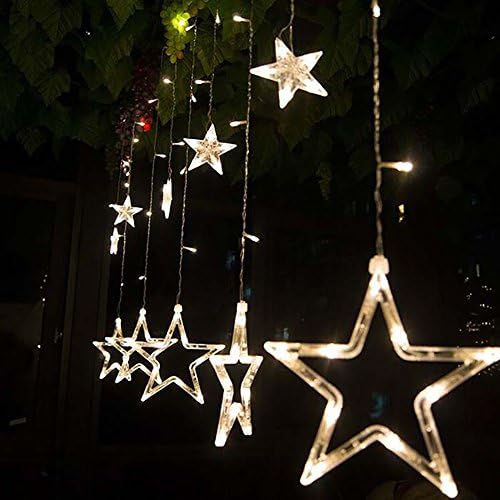 Valuetom Star Curtain Lights, 2M Fairy String Lights with 12 Stars 138pcs LED, 8 Modes Window Curtain Lights, Fairy Lights for Christmas/Wedding/Party/Garden Decorations