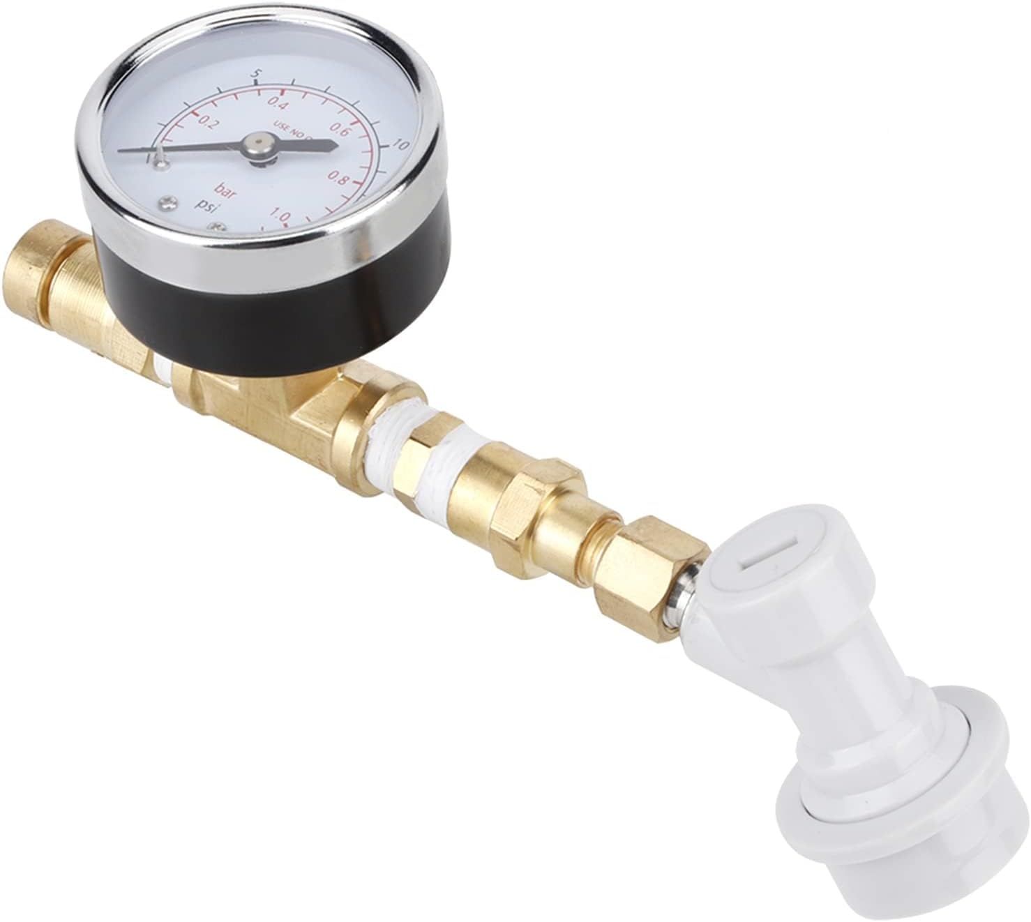 Keg Pressure Relief Valve, Ball Lock with Gauge Adjustable Relief Valve Assembly 0-15psi (0-1bar) Spunding Valve for Home Brewing Equipment Pressure Capable Fermenter Keg Conditioning Tank