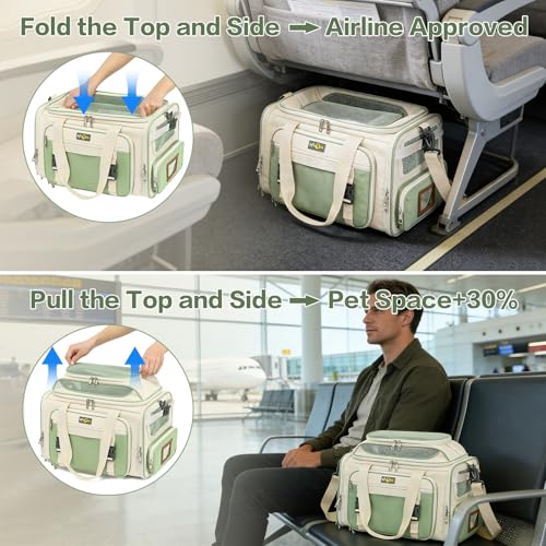 18x11x11 Small Cat/Dog/Pet Carrier – Airline Approved, Collapsible with Expandable Top and Sides. Soft-Sided Travel Puppy Carry Bag, Small Animal Rabbit Kennel Carrying Case, Kitten Mesh Cage by PLJVOYK - Used condition - Image 5