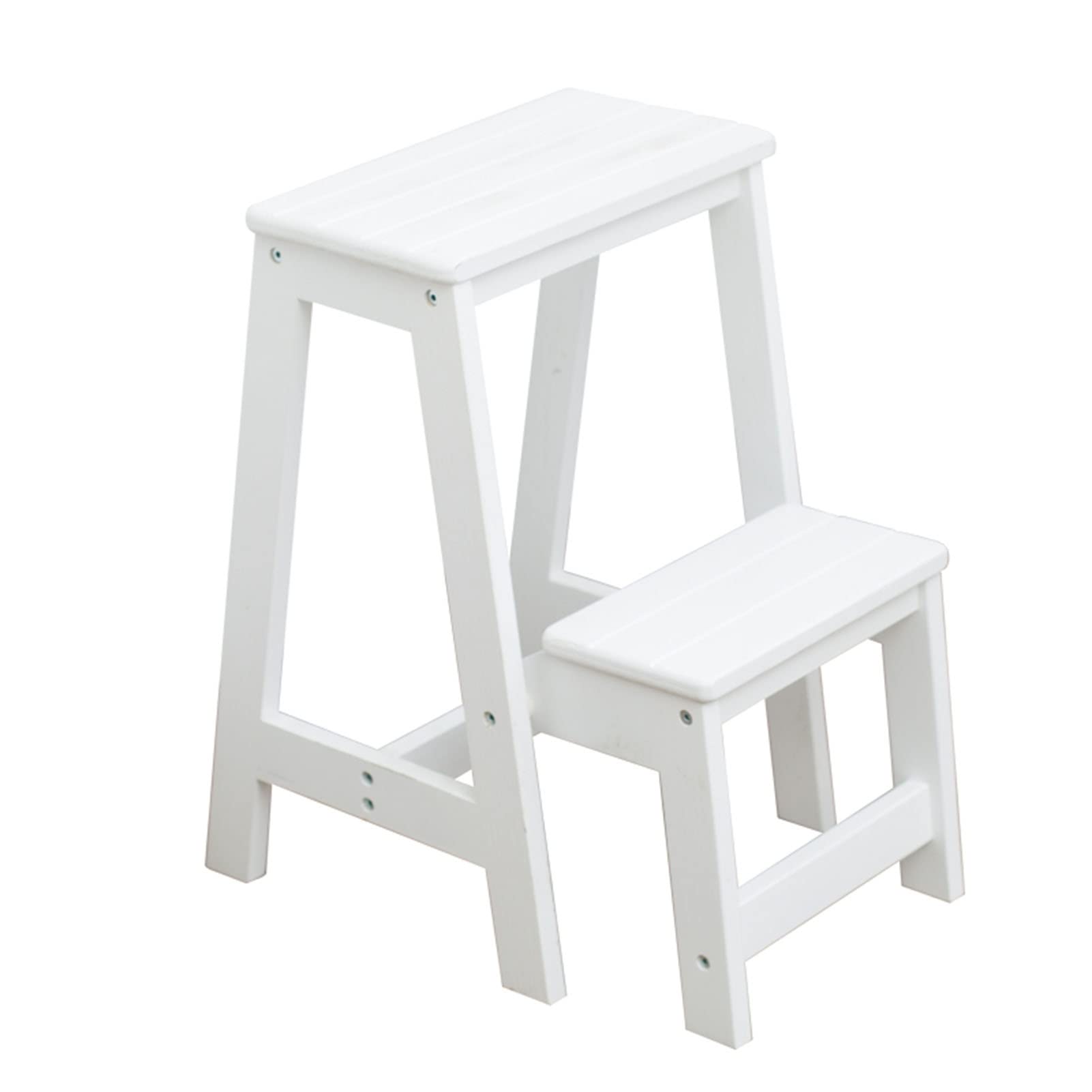 2 Step Wooden Folding Step Stool Lightweight Folding Ladder for Home Kitchen Loft Camping White Wooden Stool
