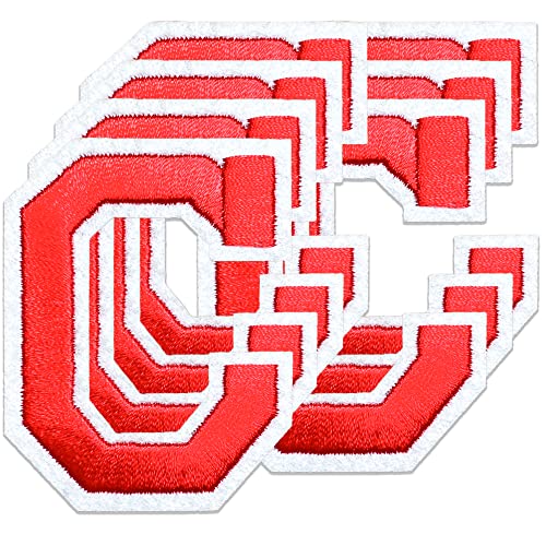 Oli and Alex Iron On Letters 2.4 inch - 7 pcs of C Red Patches Letters for Clothing - Super Glue - No sew Needed - Embroidery Alphabet Football Team School University - Red, C