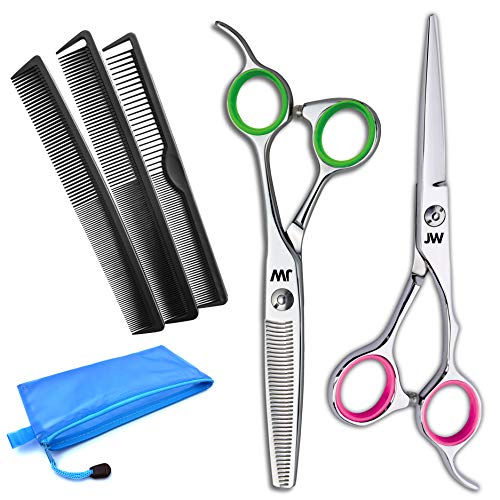 JW Professional Hair Cutting Scissors & Thinning Shear Set with Comb Set