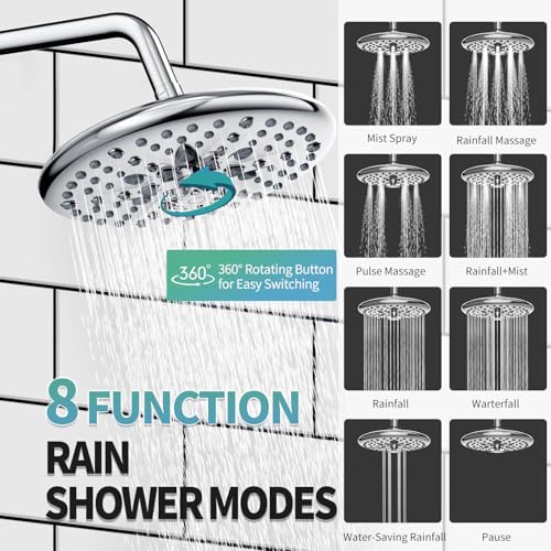 Image of SR SUN RISE Shower Faucet - 10 Inch Multifunctional High Pressure Shower Head System with Handheld Shower Head Fixtures - Valve Included - Polished Chrome