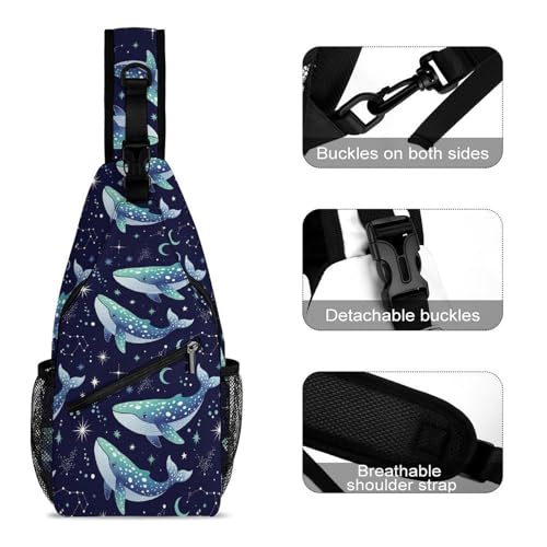 Lightweight Chest Shoulder Backpack, Chest Bag, Fashion Day Pack For Women And Men Space Whale3