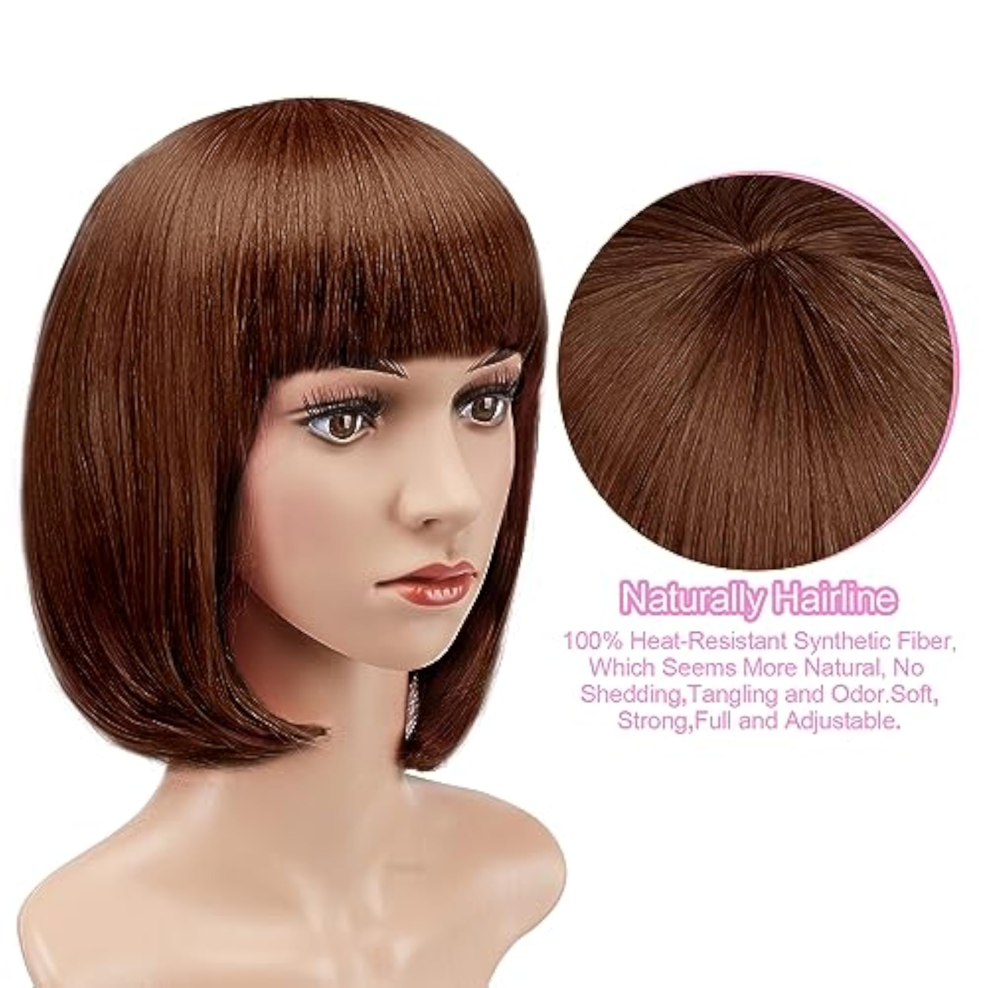 Heat Resistant Full Wig for Disco Parties, Light Brown