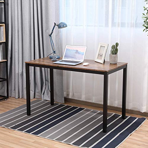 Bonzy Home 47 Inch Computer Desk, Writing Desk, Office Desk, Dining Table, PC Laptop Table, Simple Study Table, Vintage Accent Table for Living, Bedroom, Dining Room(Light Walnut)