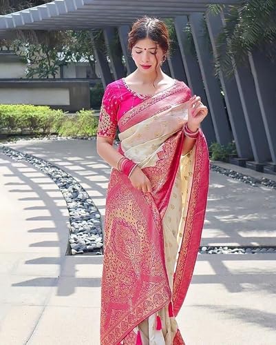 Anjaneya Sarees Designer Woven Kanjivaram Banarasi Silk Saree With Blouse - Image 5