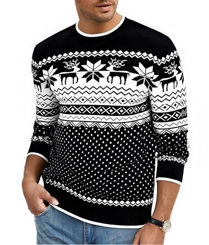 Jahetuul Weihnachten Pullover Herren Rentier Schneeflocke Warmer...